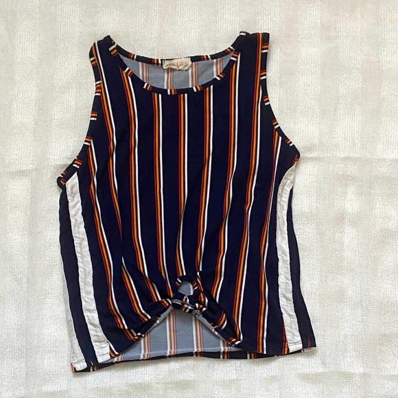 Striped Tank Top with tie in front - Picture 1 of 3
